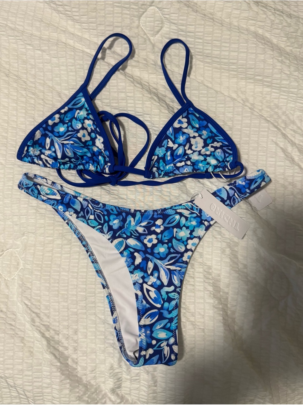 Blue Floral Triangle Bikini Set - BRIGHT SWIMWEAR